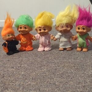 Colorful Vintage Troll Dolls Set